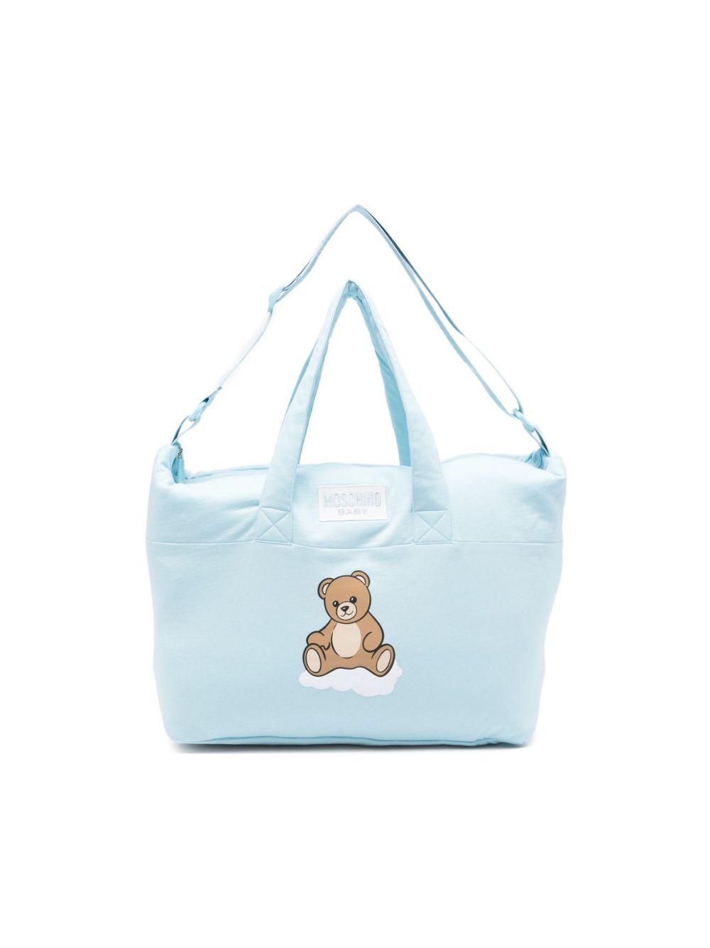 Borsa fasciatoio per neonato Moschino Kids azzura con applicazione orsetto MUX05TLCA19 40304 MOSCHINO KIDS 