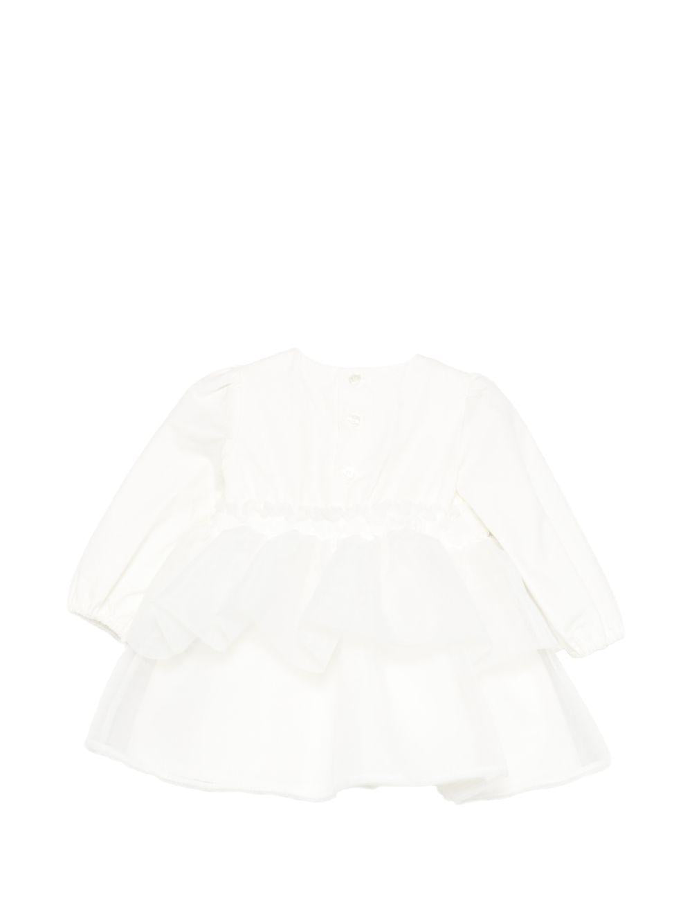 Abito per neonata Elisabetta Franchi La Mia Bambina bianco con ruches ENAB0760CA235 0004 ElISABETTA FRANCHI KIDS 