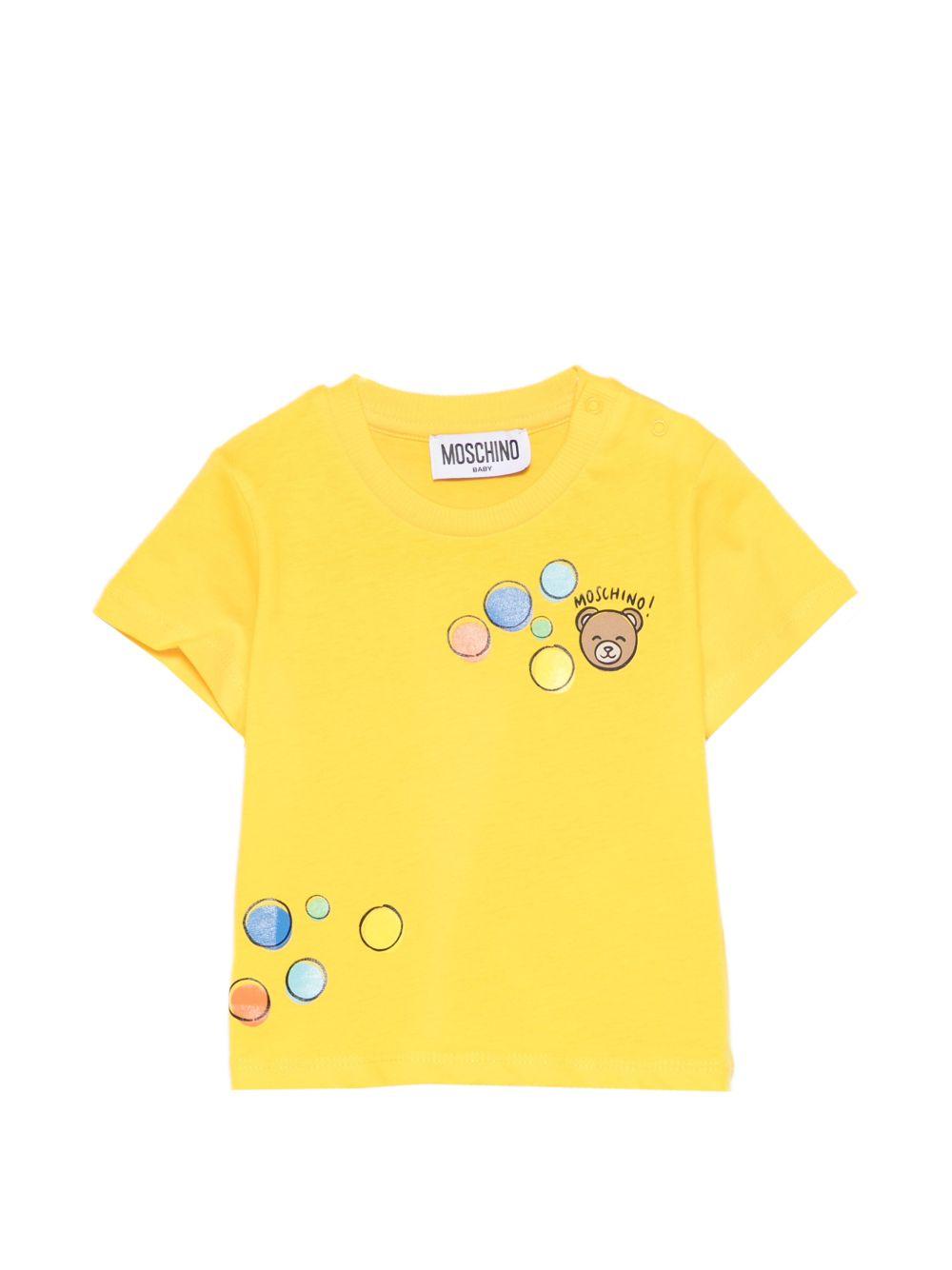 T-shirt per neonati Moschino Kids gialla con stampa grafica M5M047LAA03 50577 MOSCHINO KIDS 