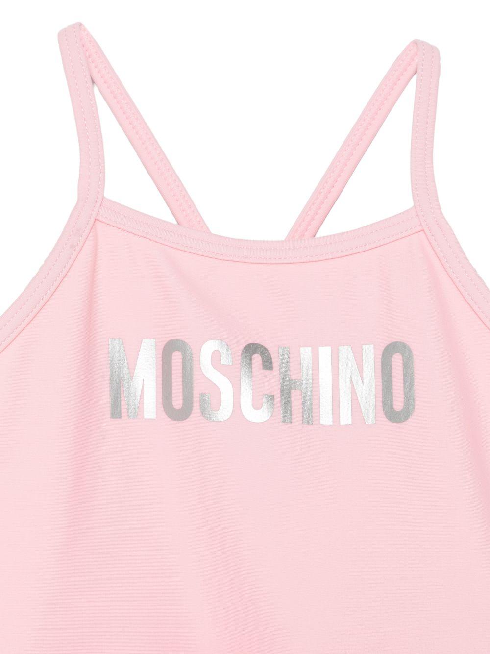Costume da bagno per neonata Moschino Kids rosa con stampa logo sul davanti MBL00SXM100 50209 MOSCHINO KIDS 