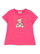 T-shirt per bambina Moschino Kids fucsia con logo Teddy Bear HCM06KLBA11 50541 MOSCHINO KIDS 