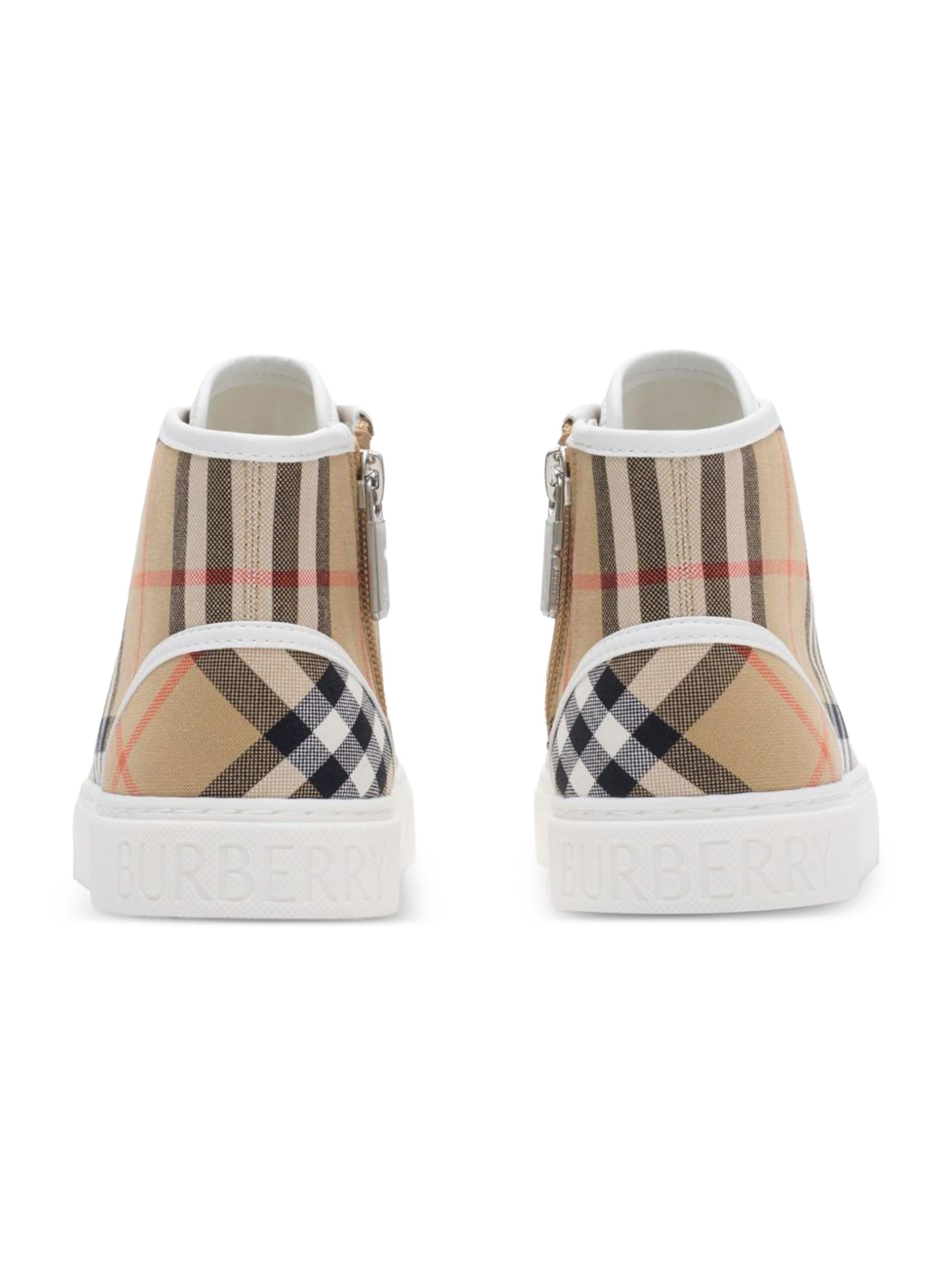 Sneakers per bambini Burberry Kids beige con caratteristico motivo Vintage Check all-over 8114756 B9368 BURBERRY KIDS 
