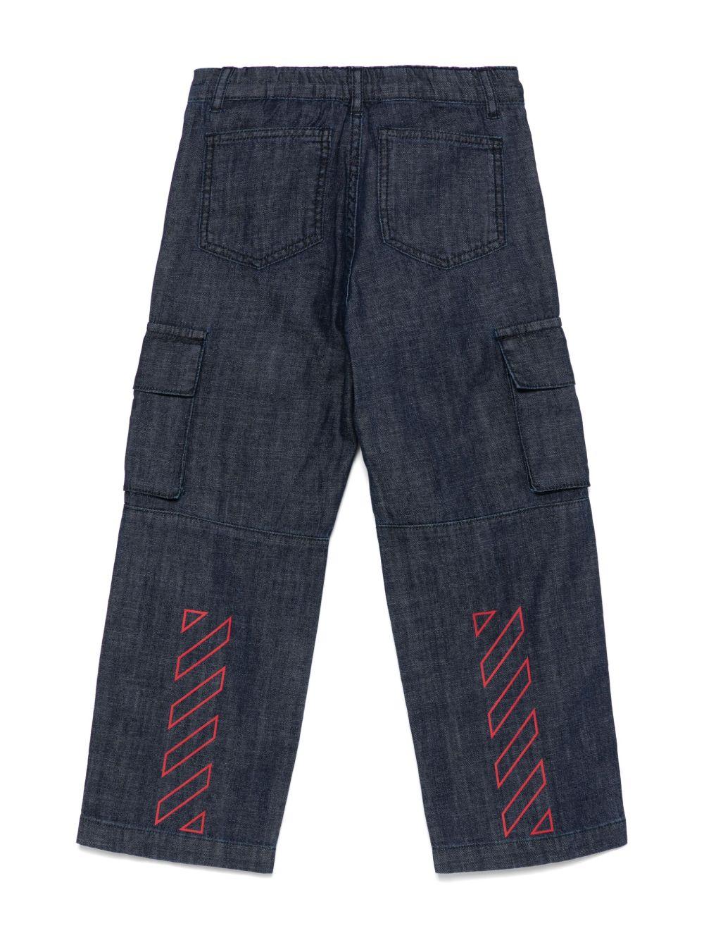 Jeans per bambino Off-White Kids denim cargo con patta nascosta OBYB002S25DEN001 4926 OFF WHITE KIDS 