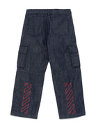 Jeans per bambino Off-White Kids denim cargo con patta nascosta OBYB002S25DEN001 4926 OFF WHITE KIDS 