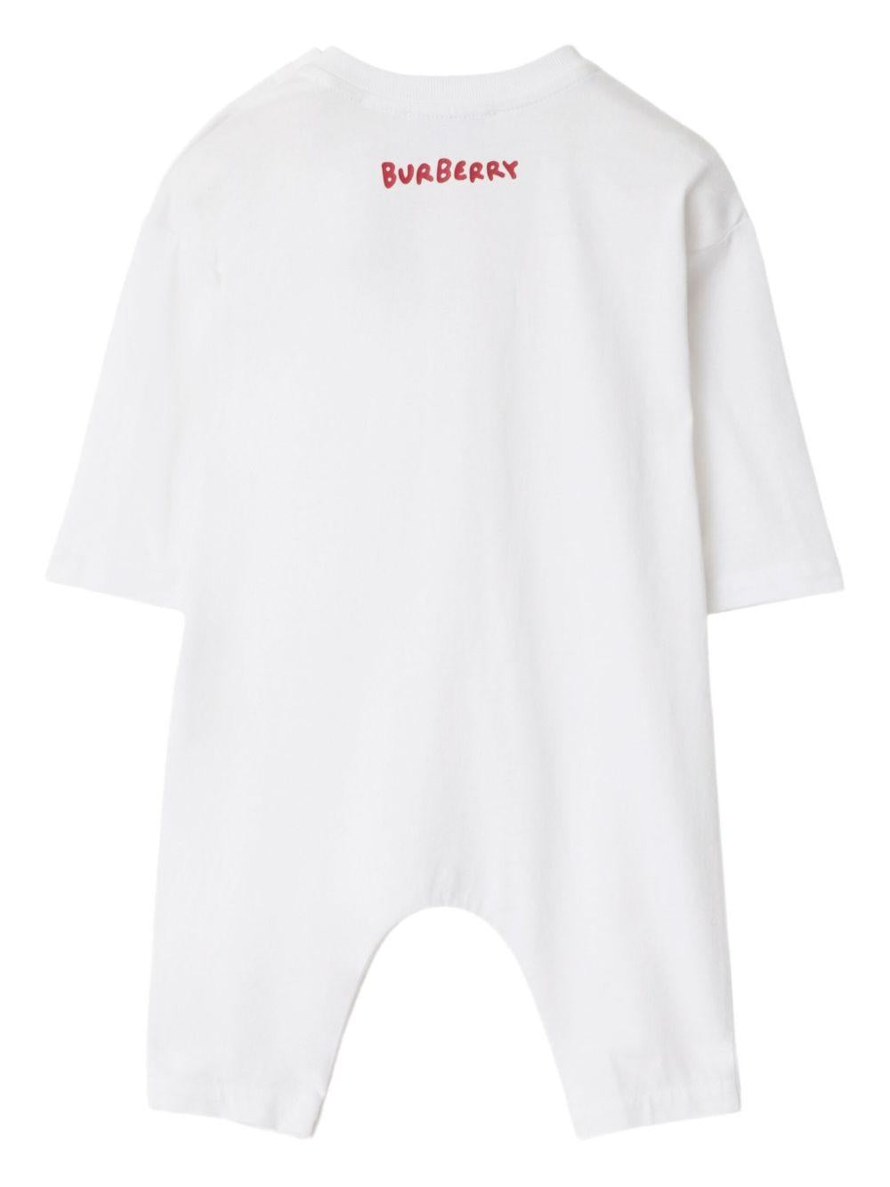 Tutina Thomas Bear per neonata Burberry Kids bianca con stampa con logo sul retro 8109292 A1464 BURBERRY KIDS 