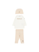 Set tre pezzi  per neonato Moncler Kids beige con design a righe L19518P0000189BA2 F20 MONCLER KIDS 