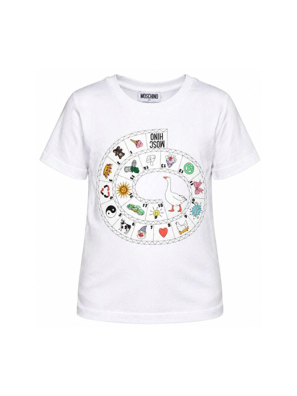 T-shirt per bambini Moschino Kids bianca con stampa grafica HYM058LAA02 10101 MOSCHINO KIDS 