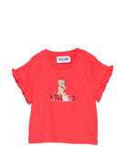 T-shirt per neonata Moschino Kids rossa con ruches MDM03OLBA00 50109 MOSCHINO KIDS 