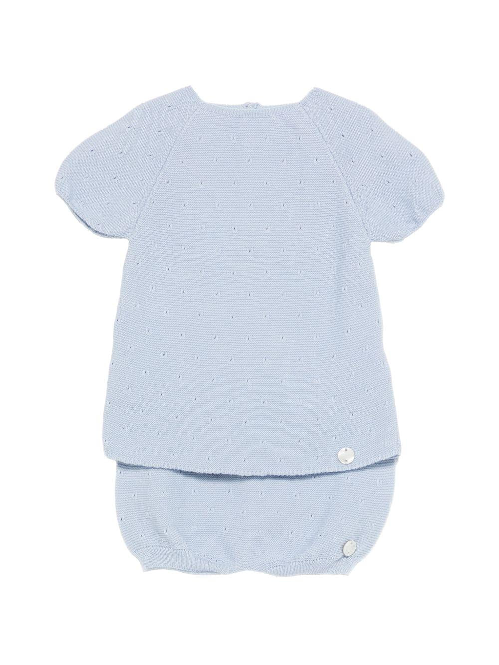 Set t-shirt e shorts per neonati Paz Rodriguez blu con lavorazione pointelle 103-123690 860 PaZ RODRIGUEZ KIDS 