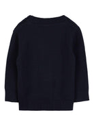 Maglione per neonato BOSS Kidswear blu girocollo con logo ricamato J52455 849 BOSS KIDS 