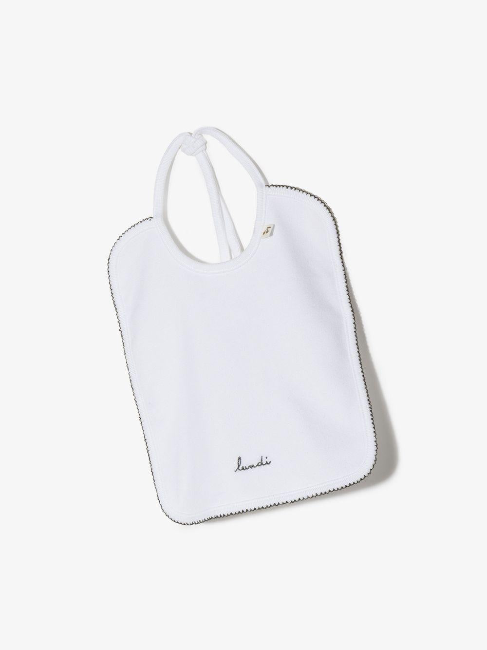 Set di sette bavaglini per neonati Bonpoint bianchi con ricamo giorni della settimana PESBAVOIRS 000 BONPOINT KIDS 