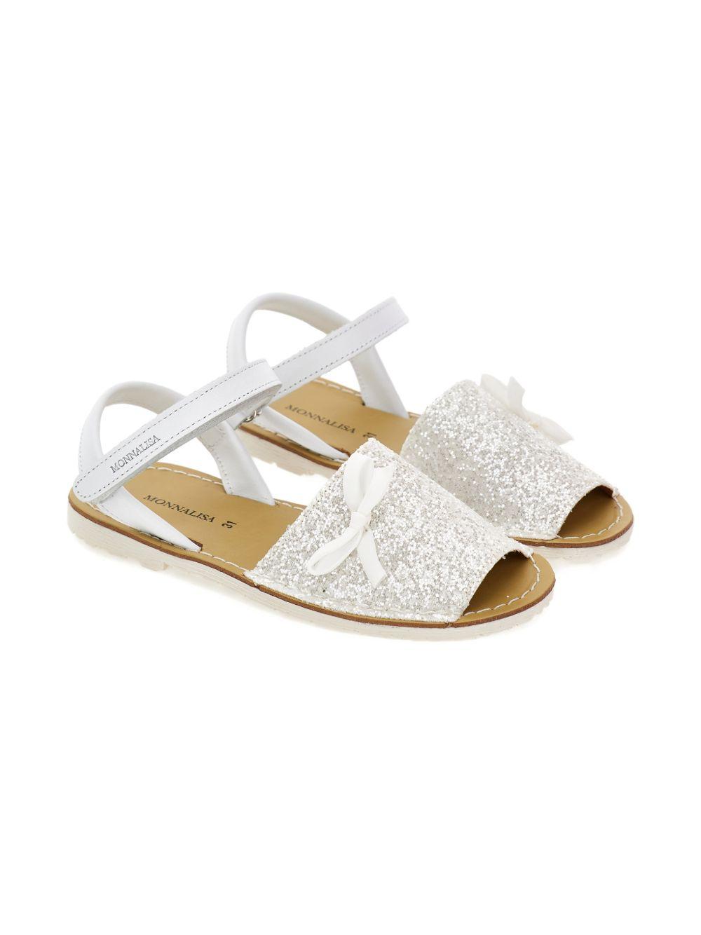 Sandali per bambina Monnalisa bianchi con decorazione con glitter 87G003 7711 G001 MONNALISA KIDS 