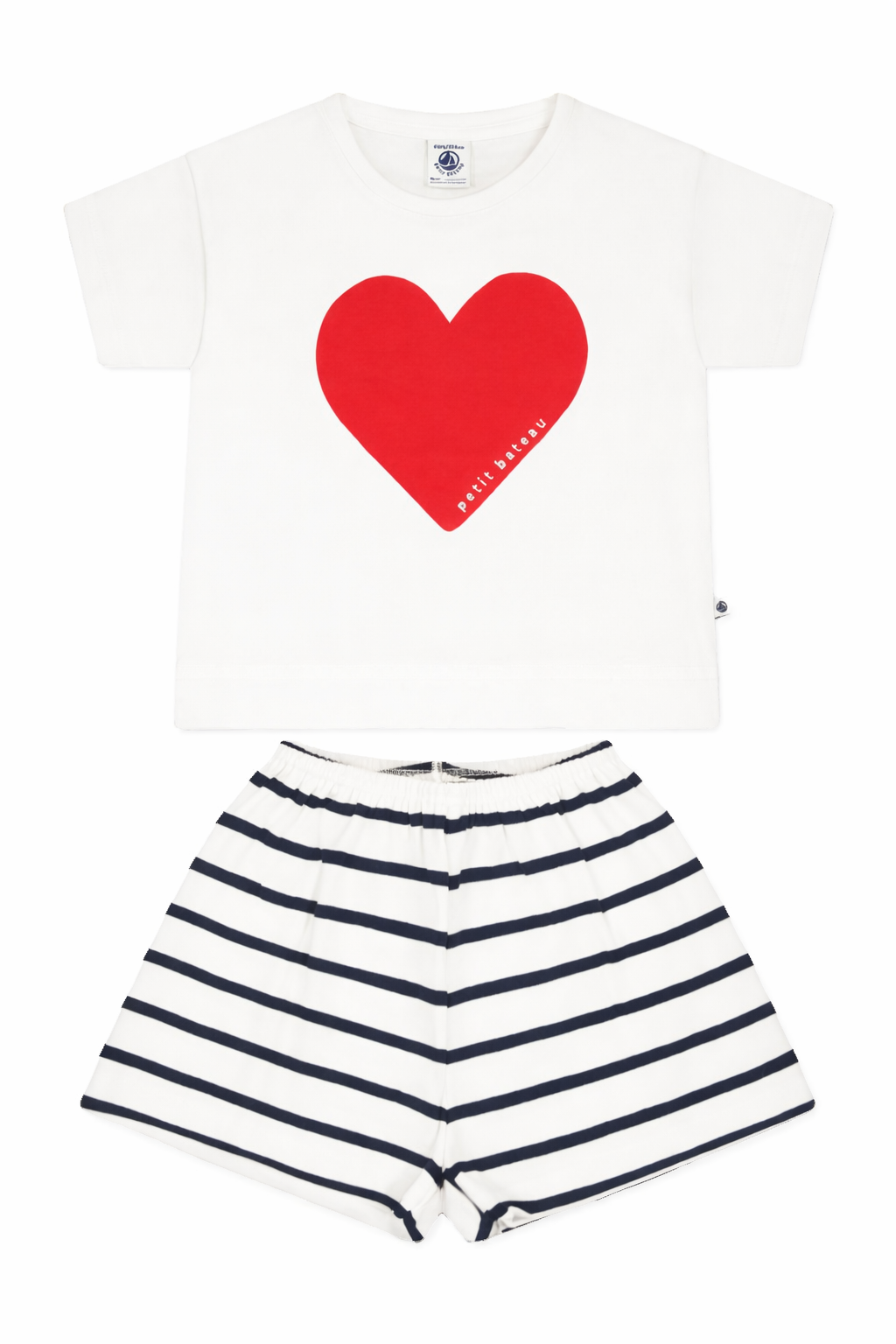 Pigiama per bambina Petit Bateau bianco con stampa cuore A0CKD 01 PETIT BATEAU KIDS 