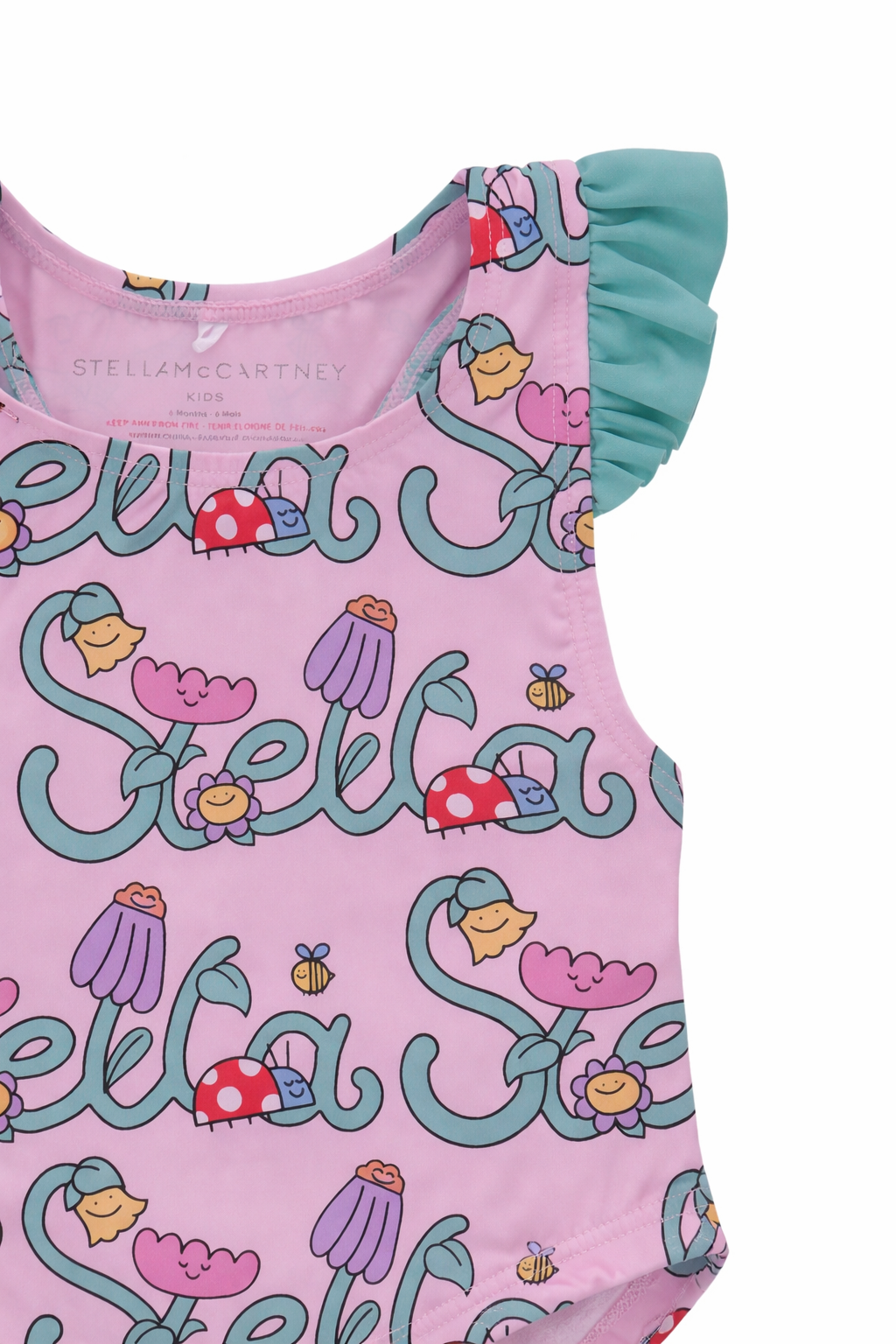 Costume per neonata Stella McCartney Kids rosa con stampa logo all-over TYC039 Z3587 51RMC STELLA McCARTNEY KIDS 