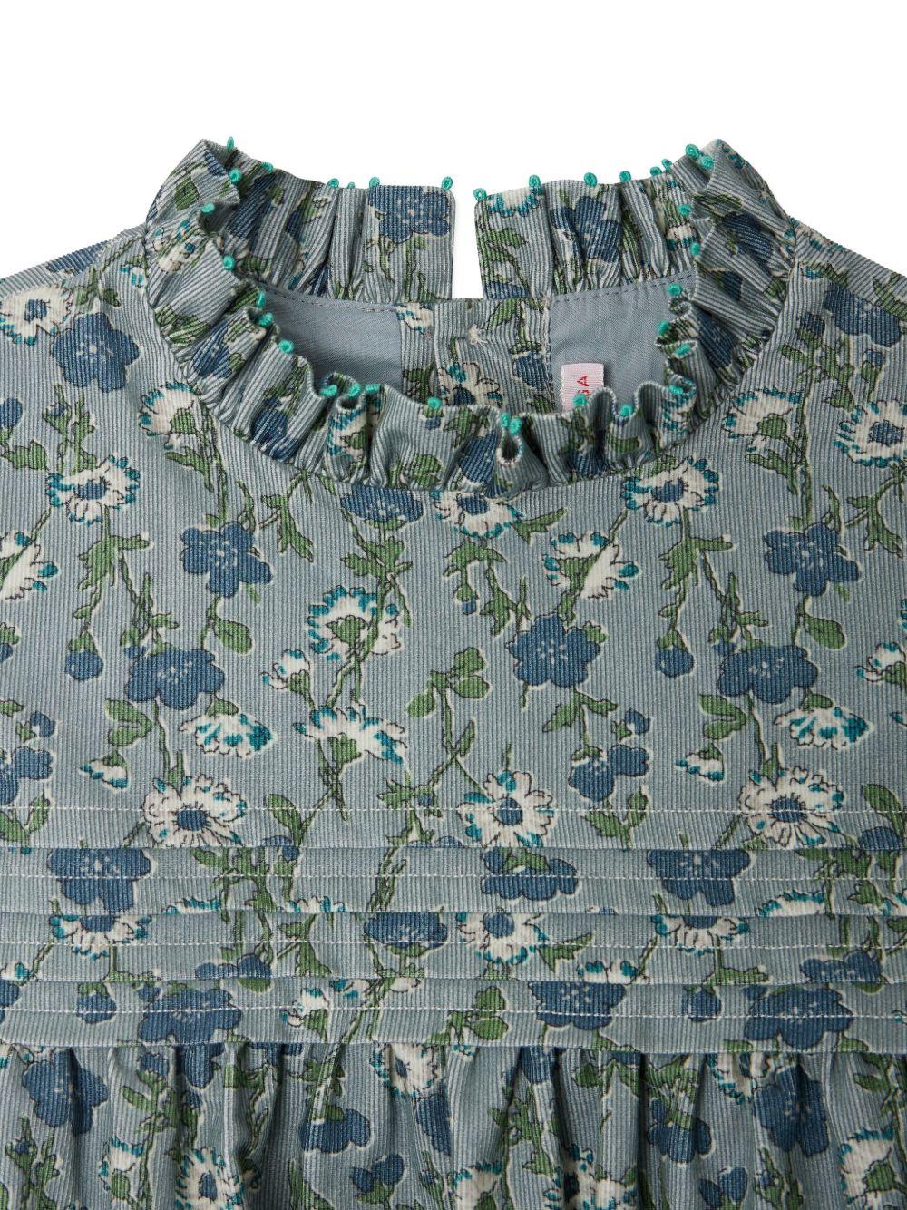 Abito per bambina Bonpoint blu a fiori con ruches W05GDRW00053 543B BONPOINT 
