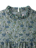Abito per bambina Bonpoint blu a fiori con ruches W05GDRW00053 543B BONPOINT 