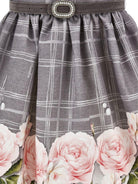 Abito per bambina Monnalisa Kids grigio con stampa grafica fiori 71H901 8662 0032 MONNALISA KIDS 