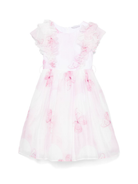 Abito per bambina Monnalisa bianco con stampa farfalla con dettagli con ruches 71E911 5621 0190 MONNALISA 