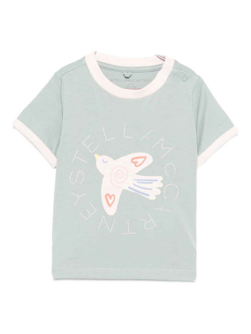 T-shirt per neonata Stella McCartney Kids verde con stampa sul davanti TX8091 Z0434 923 STELLA McCARTNEY KIDS 