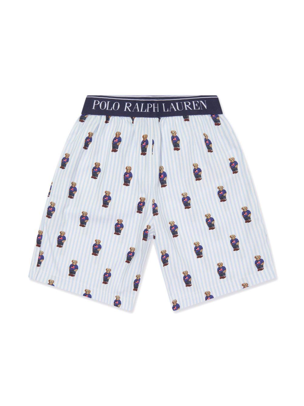 Pigiama per bambino Polo Ralph Lauren Kids bianco e azzurro con motivo Polo Bear P0142 W2O Ralph Lauren kids 