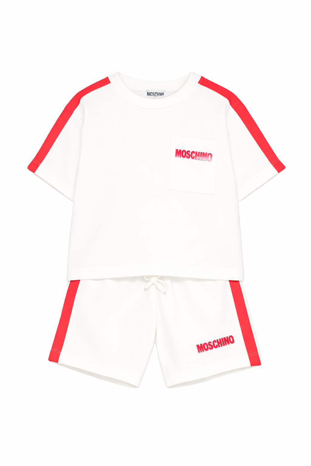 Completo per bambino Moschino Kids bianco con dettagli a contrasto HUG00XLAA51 10063 MOSCHINO KIDS 