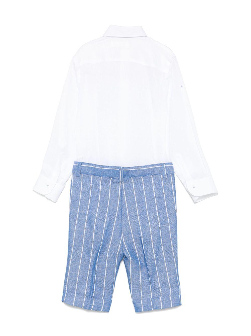 Set pantaloncini e maglietta a righe per bambino Colorichiari bianco con patta frontale MB308072 4791 56 COLORICHIARI 