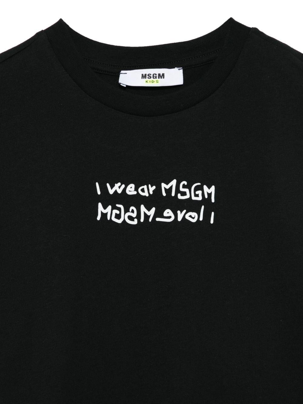 Canotta con stampa per bambino MSGM Kids nero con orlo a taglio vivo S5MSJBTH140 110 MSGM KIDS 
