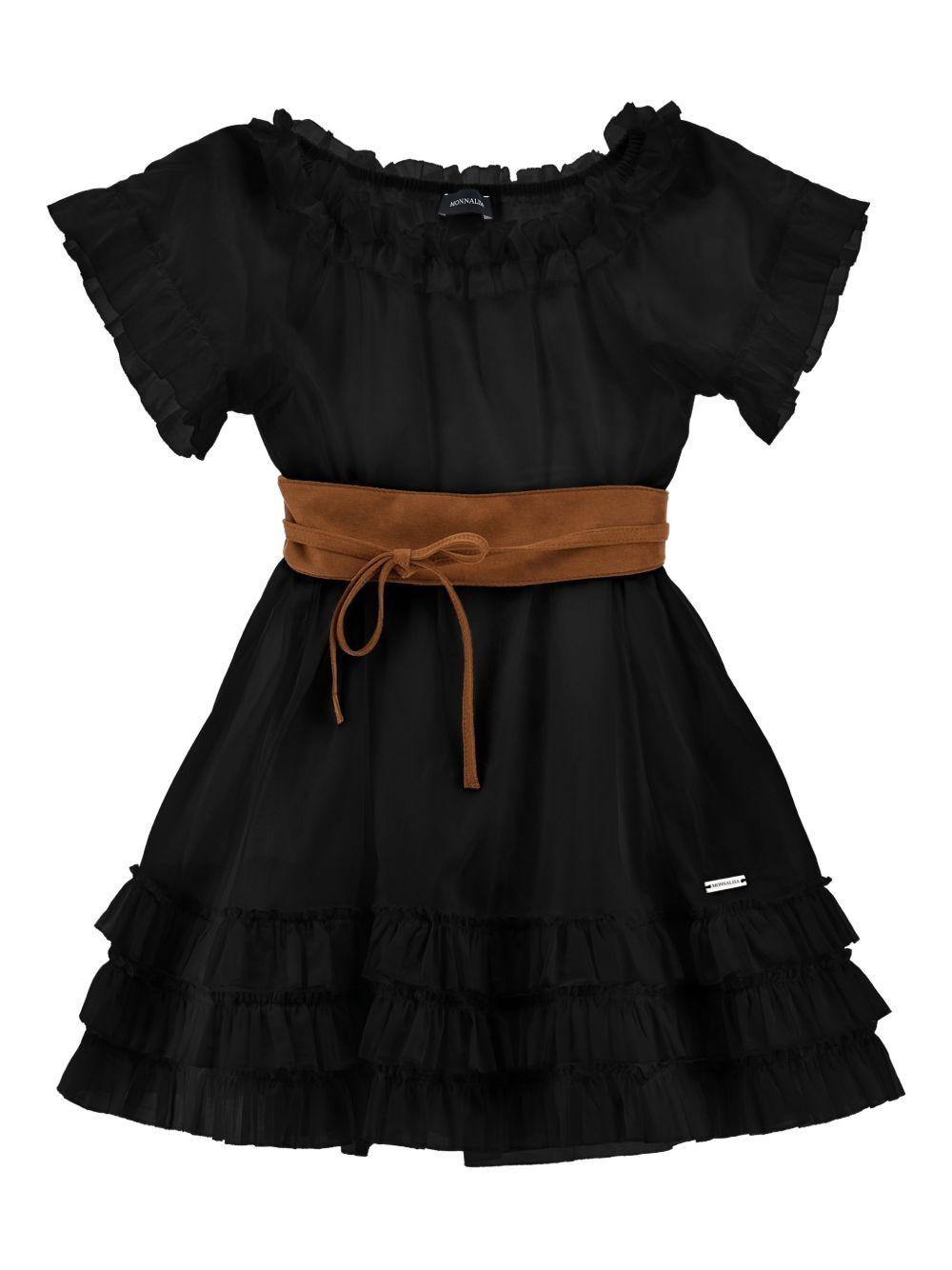 Abito per bambina Monnalisa nero con rifinitura a ruches 41G909 7105 0050 MONNALISA KIDS 