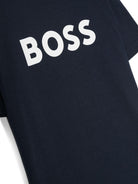 T-shirt per bambino BOSS Kidswear blu con logo goffrato bianco J25P24 849 BOSS KIDS 