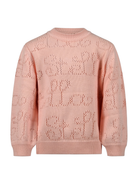 Felpa per bambina Stella McCartney Kids rosa con logo ricamato all-over TY9A70 Z1876 51R STELLA McCARTNEY KIDS 