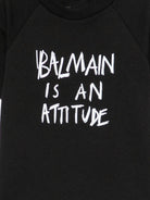T-shirt per neonato Balmain Kids nera con scritta sul davanti BZ8301 Z3672 930BC BALMAIN KIDS 