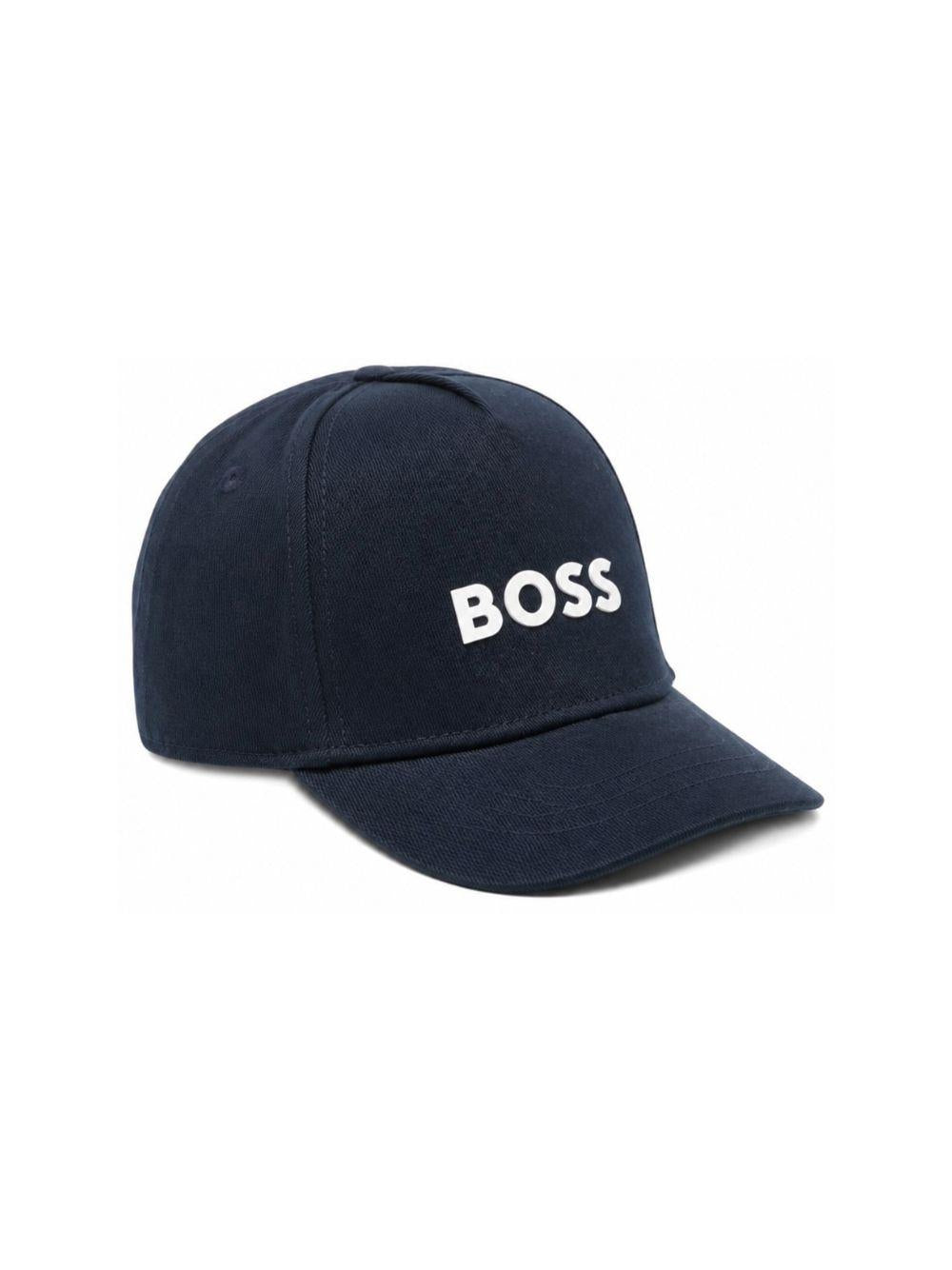 Cappello per neonato Boss Kids blu con logo sul davanti J53141 849 BOSS KIDS 