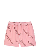Completo felpa e shorts per bambina Givenchy Kids rosa con stampa logo all-over H31553 46G GIVENCHY KIDS 