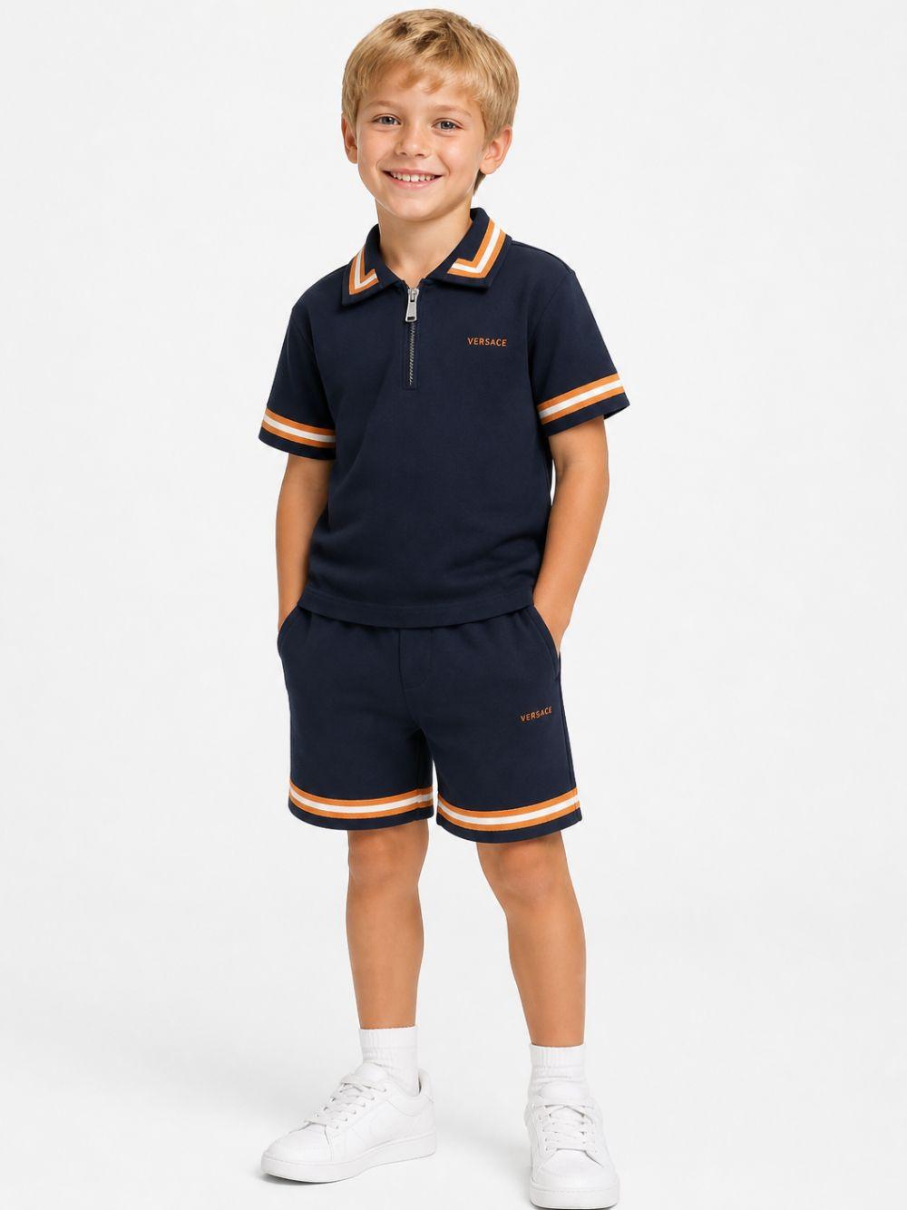Polo per bambino Versace Kids blu con mezza zip 10249341A18117 2U8J0 VERSACE KIDS 