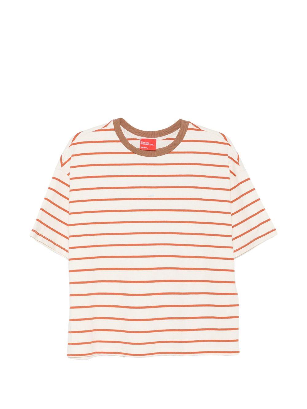 T-shirt da donna Merci beige con motivo a righe orizzontali MAM032R VAR.1 MERCI 