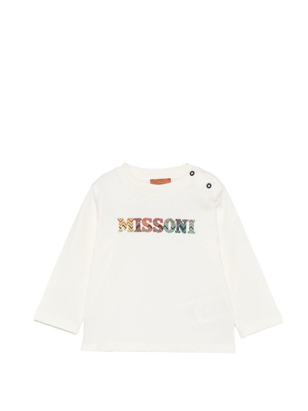 T-shirt per neonato Missoni Kids bianca con dettaglio logo a zigzag MZ8310 Z3672 102 MISSONI KIDS 