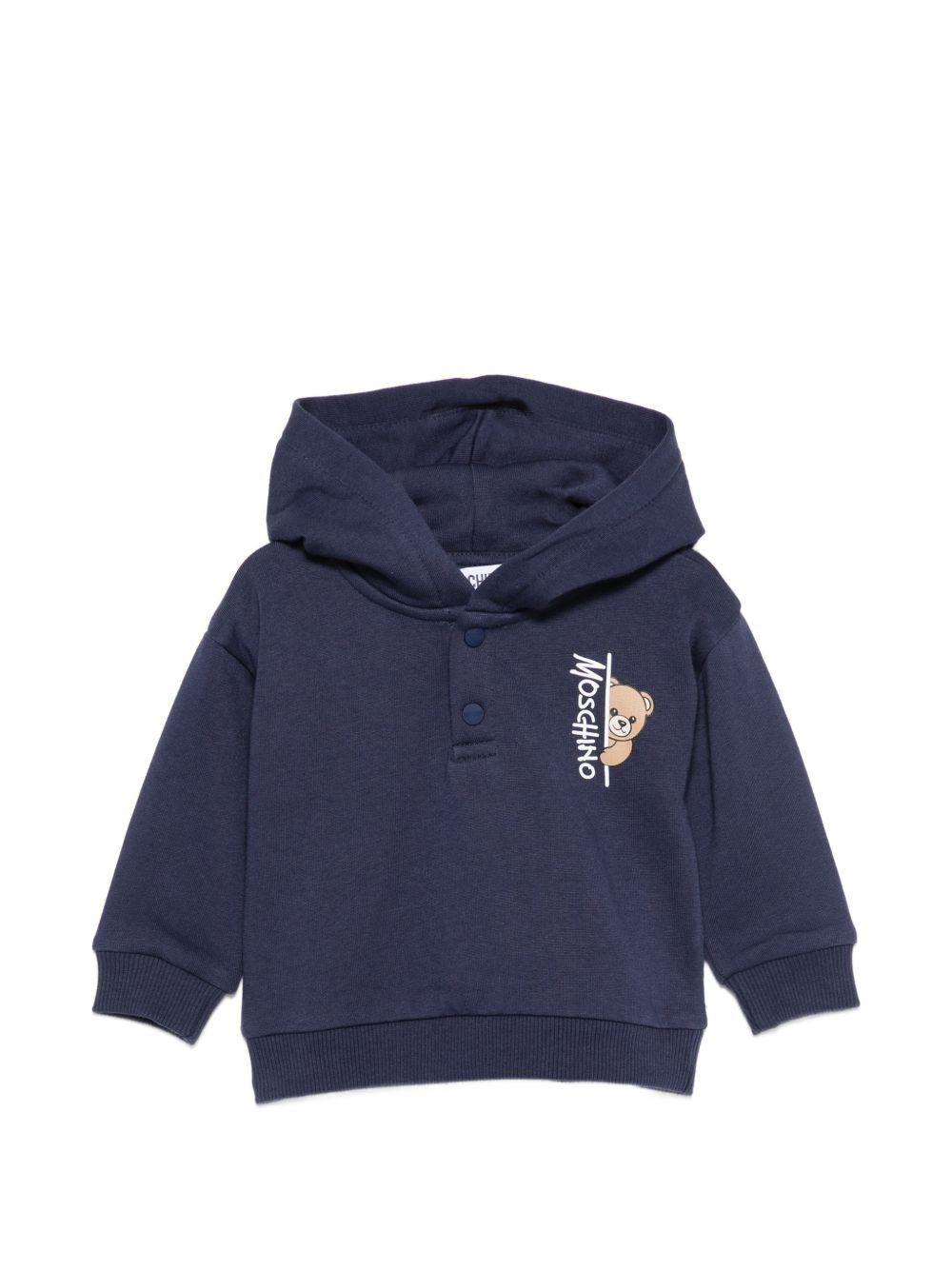 Felpa per neonato Moschino Kids blu con stampa grafica MMF05ZLCA92 40016 MOSCHINO KIDS 
