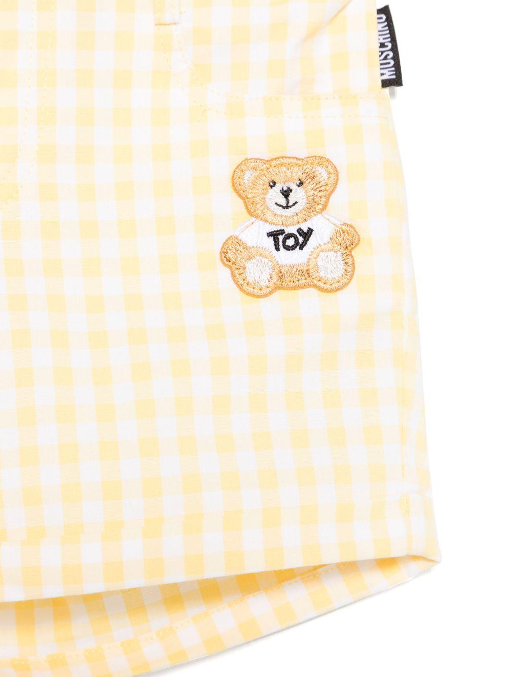 Shorts a quadretti per neonato Moschino Kids giallo con tasche posteriori MMQ00RLME05 85025 MOSCHINO KIDS 
