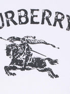 T-shirt per neonato Burberry Kids bianca con stampa Equestrian Knight 8121209 A1464 BURBERRY KIDS 