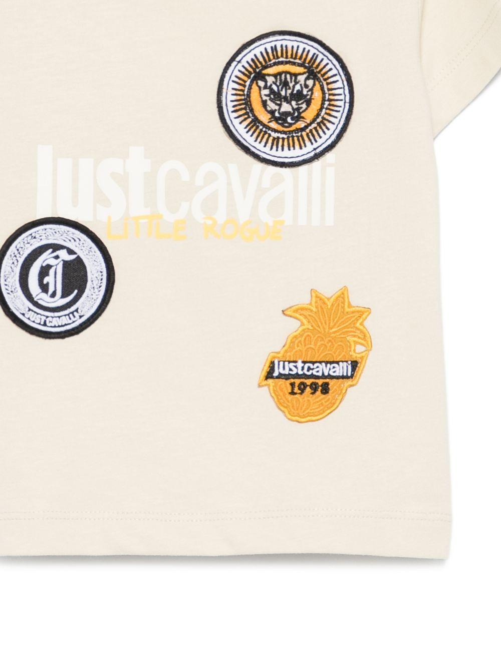 T-shirt per neonato Just Cavalli Kids beige con applicazioni JIP26088TS BEIGE D.W. ROBERTO CAVALLI KIDS 