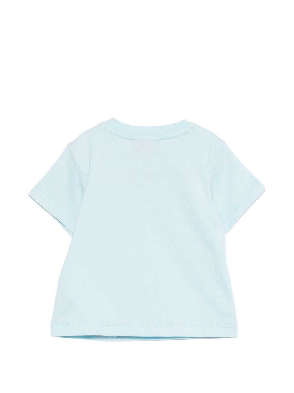 T-shirt per neonati Moschino Kids azzurra con stampa Teddy sul davanti MUM04MLAA01 40304 MOSCHINO KIDS 