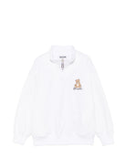 Felpa per bambino Moschino Kids bianca con mezza zip HUF0A0LCA94 10101 MOSCHINO KIDS 