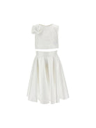 Set per bambina top e gonna Monnalisa bianca con applicazioni a fiore 71G501 7305 0001 MONNALISA KIDS 