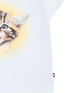 T-shirt per neonato Molo bianco con stampa gatto 6S25A204 3914 MOLO KIDS 
