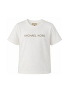 T-shirt per bambina Michael Kors Kids bianca con dettaglio logo R30602 117 MICHAEL KORS KIDS 