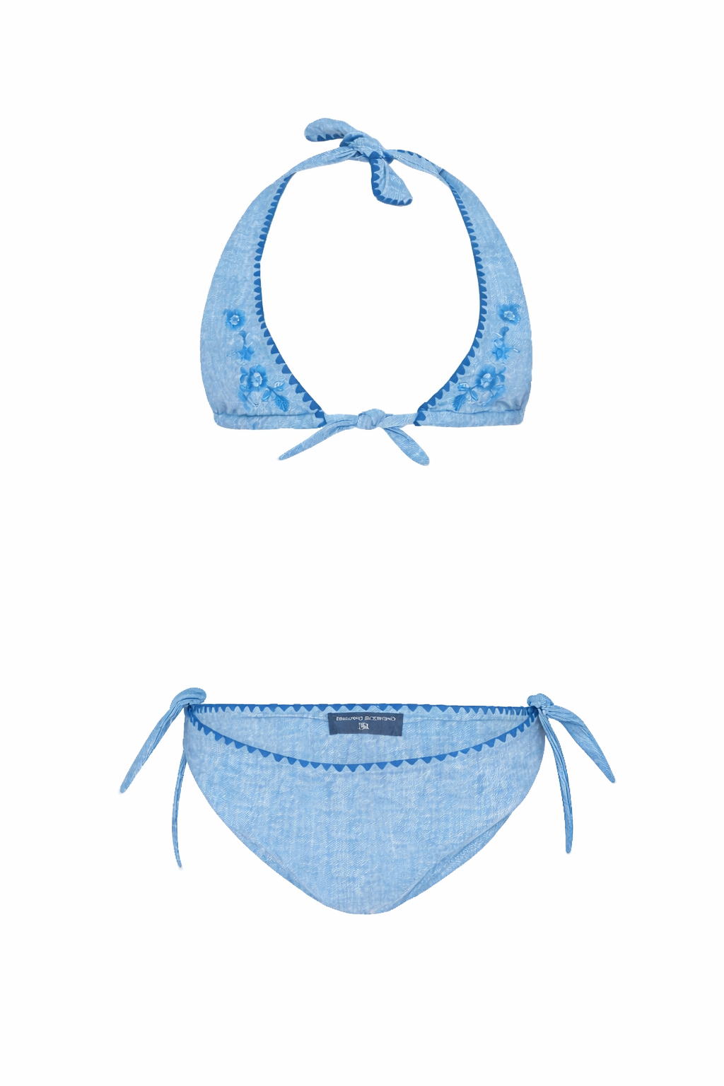 Bikini a triangolo per bambina Ermanno Scervino Junior azzurro con ricamo Z9G009 7755 0062 ERMANNO SCERVINO JUNIOR 
