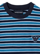 T-shirt per bambino Emporio Armani Kids blu con motivo a righe EB001252 AF21697 MB013 EMPORIO ARMANI KIDS 