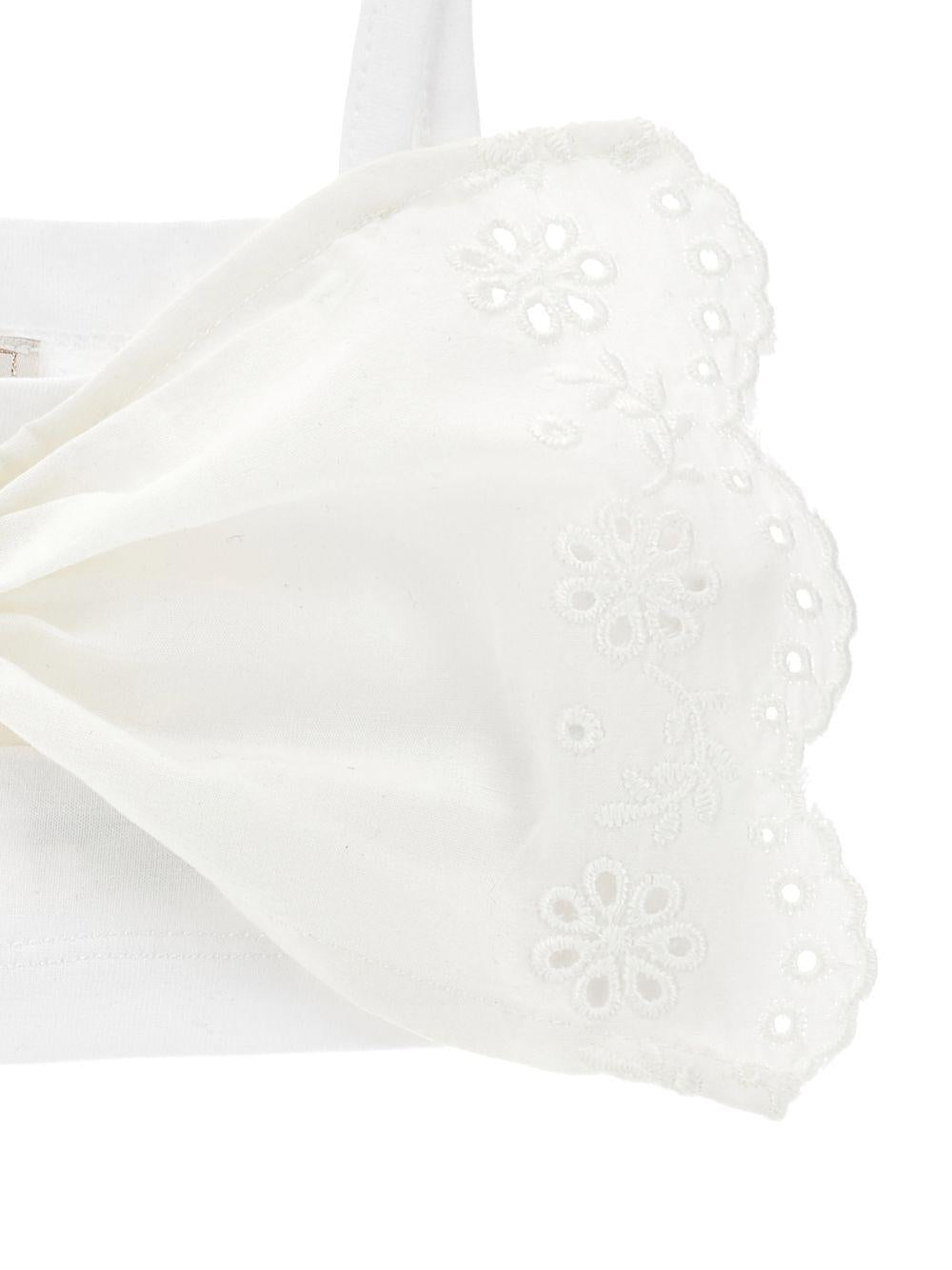 Top per bambina Monnalisa bianco con dettaglio fiocco ricamato 17G302 7043 0099 MONNALISA KIDS 