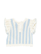 T-shirt per neonata Louise Misha Kids multicolor con lavorazione a uncinetto FRC-S26-T0148 BLUE LOUISE MISHA 