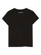 T-shirt per bambina Karl Lagerfeld Kids nero con stampa grafica con strass Z30945 09B KARL LAGERFELD KIDS 